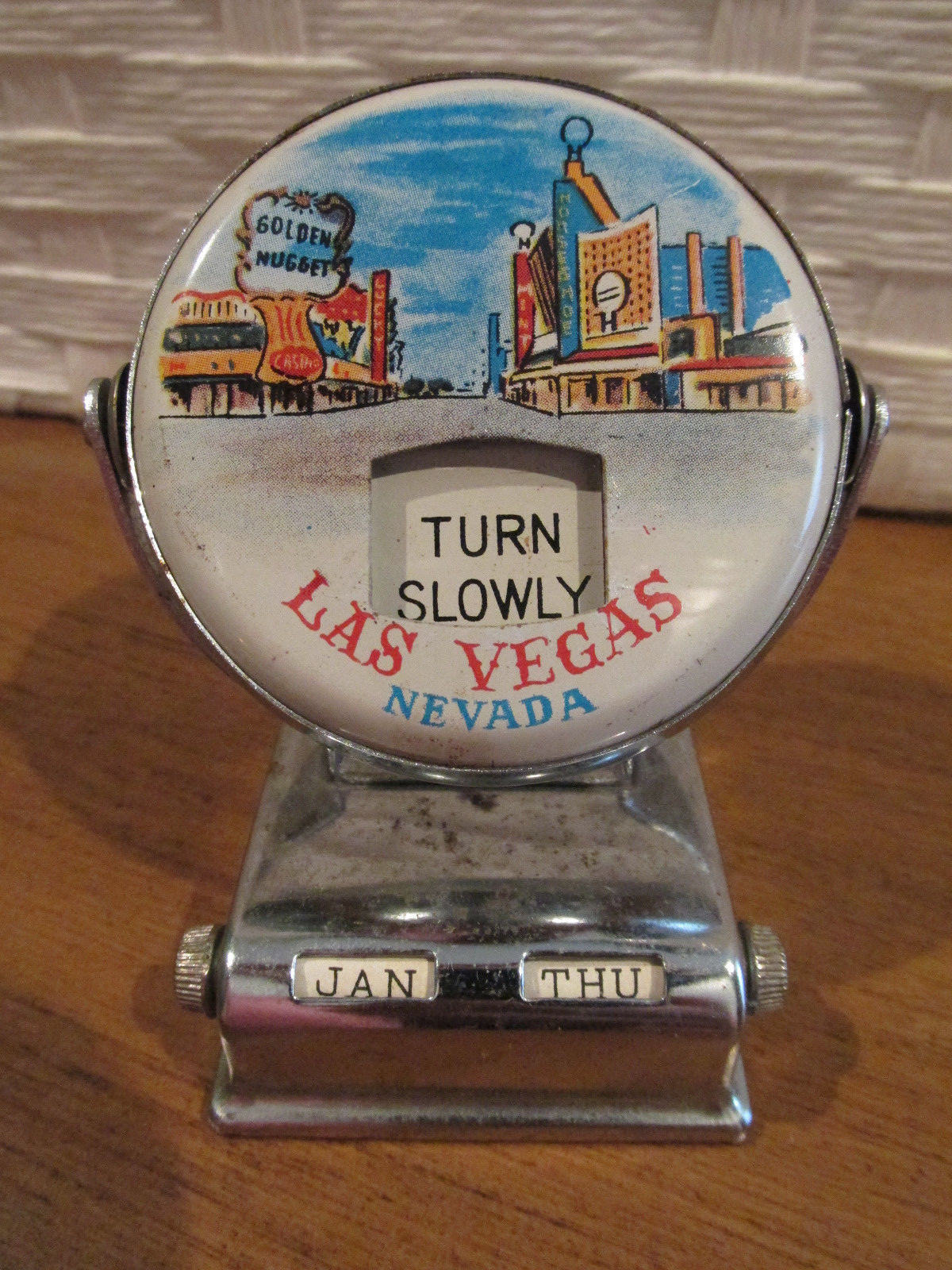 PERPETUAL FLIP CALENDAR CHROME METAL LAS VEGAS STRIP NEVADA SOUVENIR