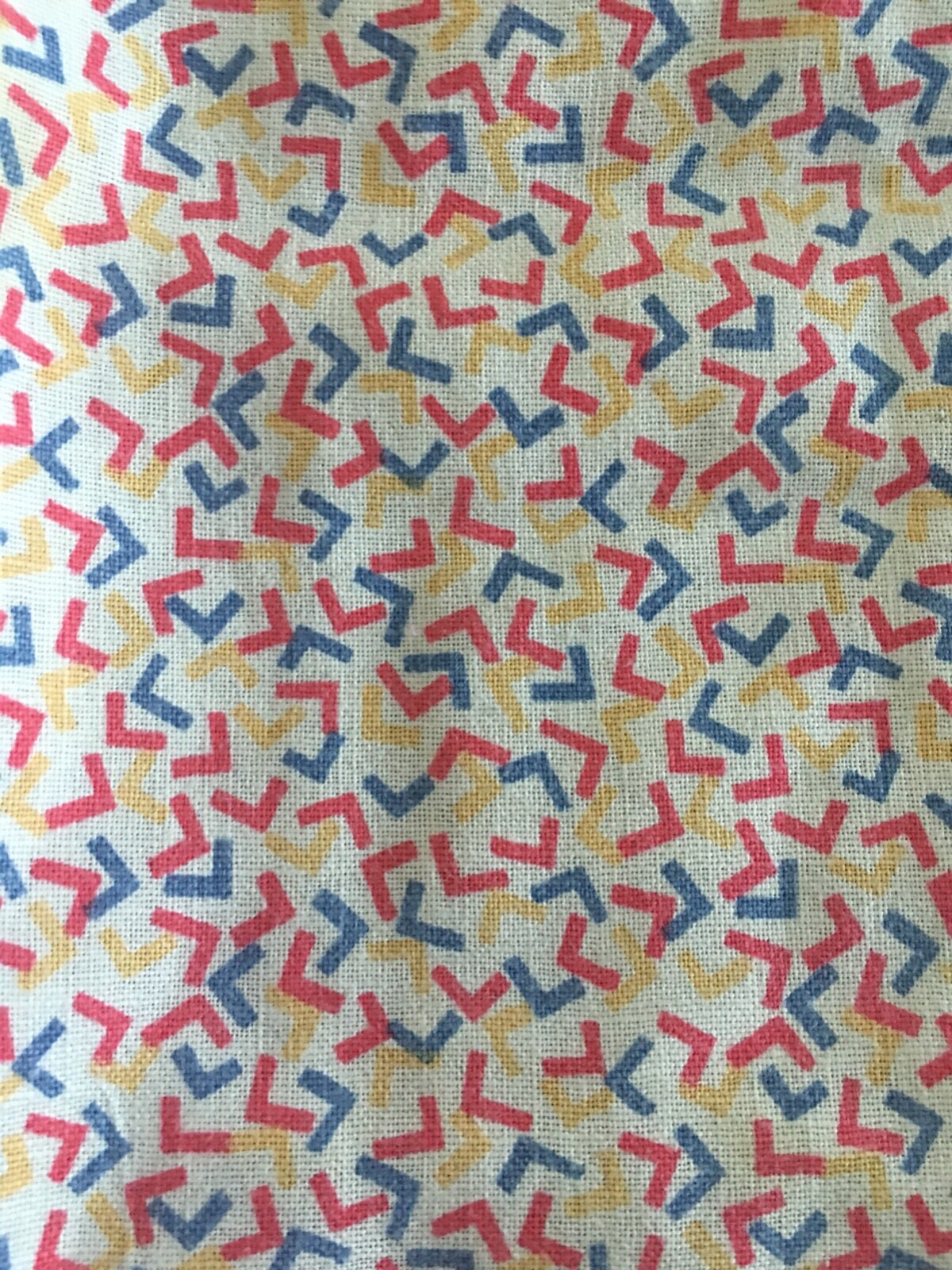 Novelty VINTAGE FEEDSACK  Half APRON White w/ Colorful Geometrics