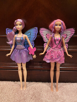 2 barbie fairytopia dolls mermaid nori lavender sparkle fairy clothing 235252634544
