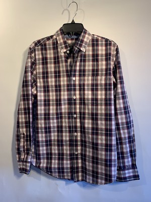 NWOT George Long Sleeve  Button Up Red/navy Plaid S (34/36)