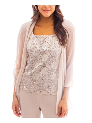 

R-M RICHARDS Женский Бежевый Блейзер с Открытыми Передними Подплечниками Пиджак Плюс, 7506W