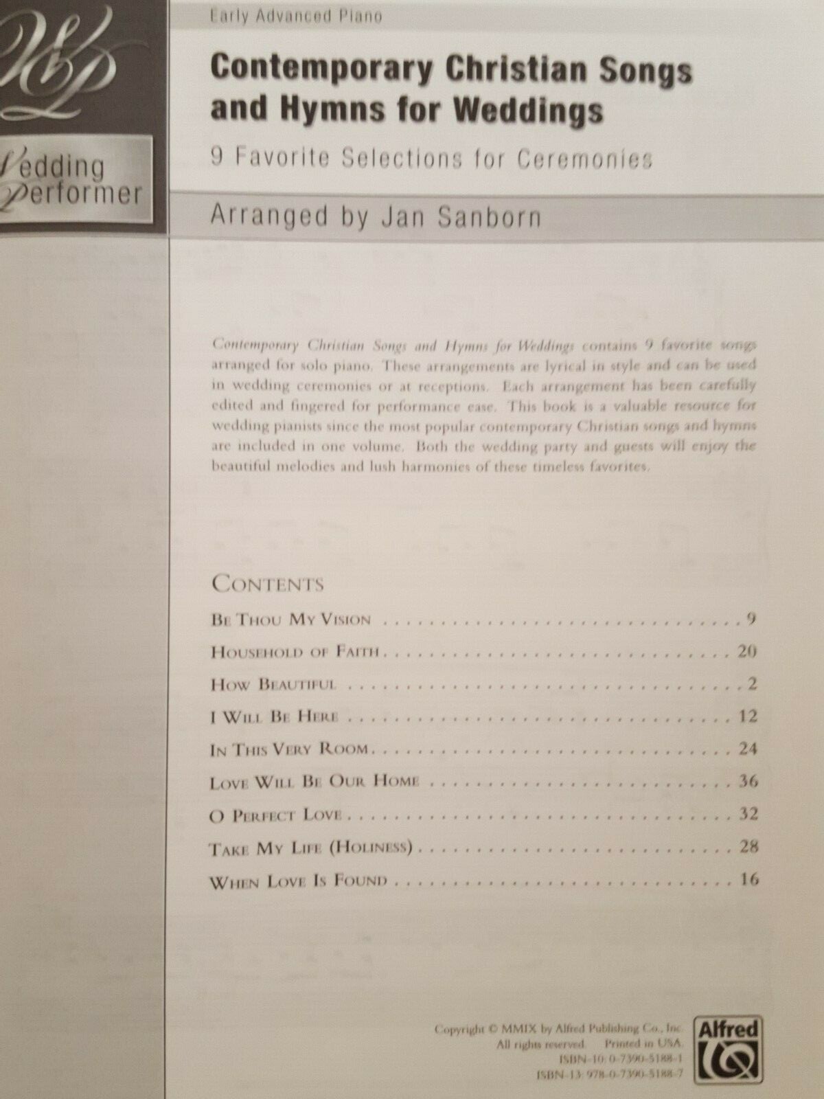 Two piano solo books (hymns) arranged by Jan Sanborn