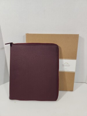 Potterybarn Reese Tech Folio Merlot Leather Zip Close Portfolio Portrait Folder