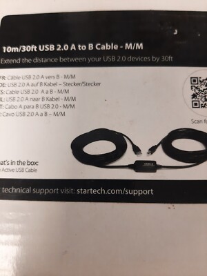StarTech 30' Active USB 2.0 A to B Cable, Black (USB2HAB30AC)  Cable