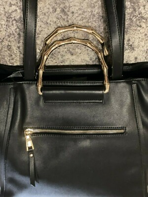 INC International Concepts Womens Leiza Tote Handbag Bamboo Black