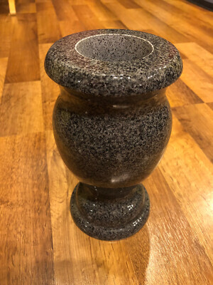 5x5x9 Charcoal Turned Solid Granite Memorial Vase Polished - w/ Drain Hole - NIB
