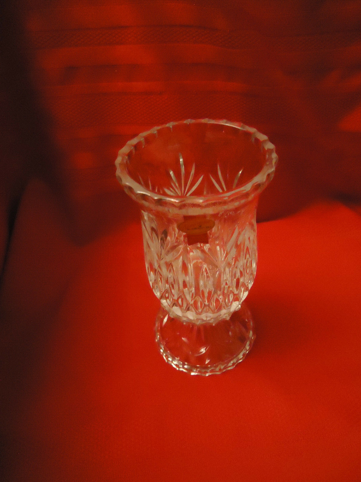 VINTAGE CHRYSTAL GLASS VASE CANDLE HOLDER  8'' TALL MADE IN GERMANY