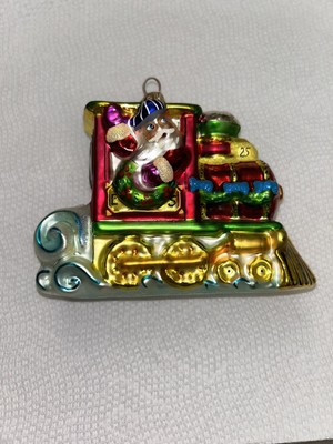 Christopher Radko NORTH POLE JUNCTION Blown Glass Ornament Train Santa QVC