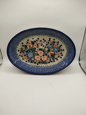 Oval Dish Hand Made Polish Pottery  Boleslawiec Unikat Signature Starzyk New