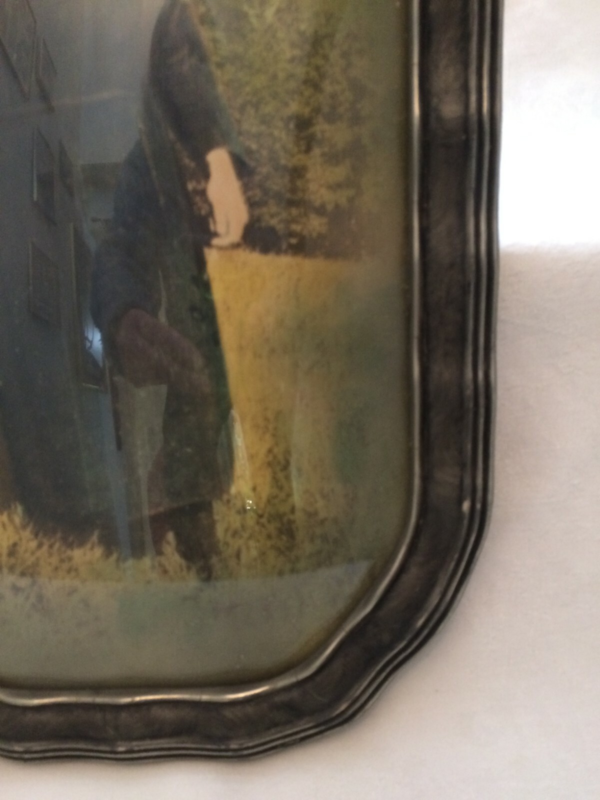 Antique Gesso Wooden Frame With Convex Glass 17 1/4