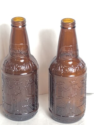  Vintage Sarsaparilla Soda Bottle With Original  Molded Words & Saloon Scene