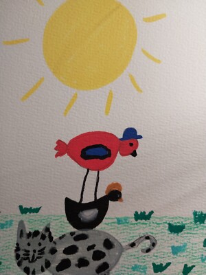 GAT PAINTINGS IMPRESSIONISM ORIGINAL COLLECTIBLE WHIMSICAL ANIMALS STACK