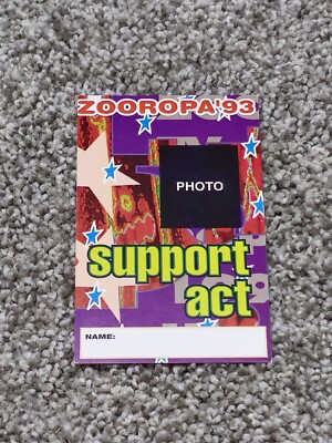 Rare U2 1993 Zooropa'93 Zoo TV Support Act Laminate Card