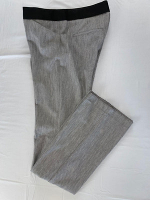 Express Editor Barely Boot Dress Pants, Trousers. Black Trimmed Gray, Size 4R.
