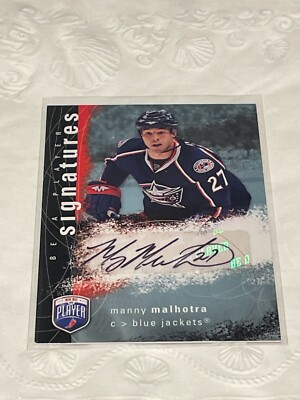 Manny Malhotra 2007-08 Be A Player Signatures #SMA Auto Blue Jackets LOOK!!