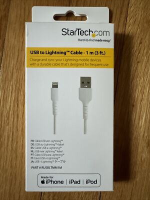 StarTech 3.3FT USB Type-A Male to Lightning Apple MFI Certified Cable - White