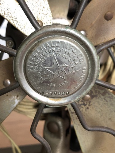 VTG Antique 1920s Art Deco Fitzgerald StarRite Desk Fan 10” 3 speed TESTED WORKS