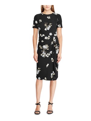 

Женское черное платье-футляр с короткими рукавами ниже колена RALPH LAUREN Petites, Черный