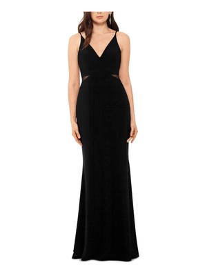 XSCAPE Women's V Neck Full Length Sheath Evening Dress Black Size 10