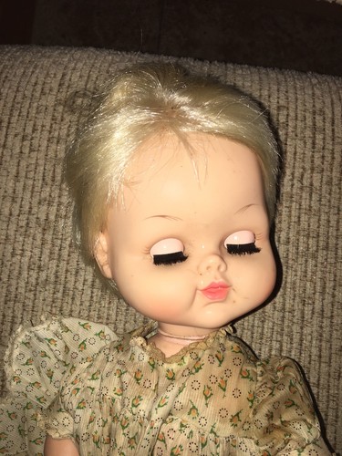 Vintage 17 inch 1965 Remco Ind Inc Plastic Doll, Sleepy Eyes