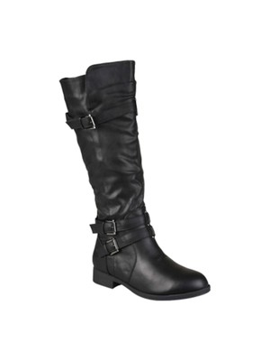 

JOURNEE COLLECTION Женские черные ботинки для верховой езды на толстом каблуке с застежкой-молнией, Черный, BITE-BLK-070WC