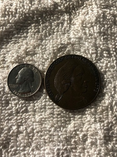 CAPTAIN JAMES COOK DISCOVER HAWAII BIG ISLAND KEALAKEKUA KONA TOKEN COIN