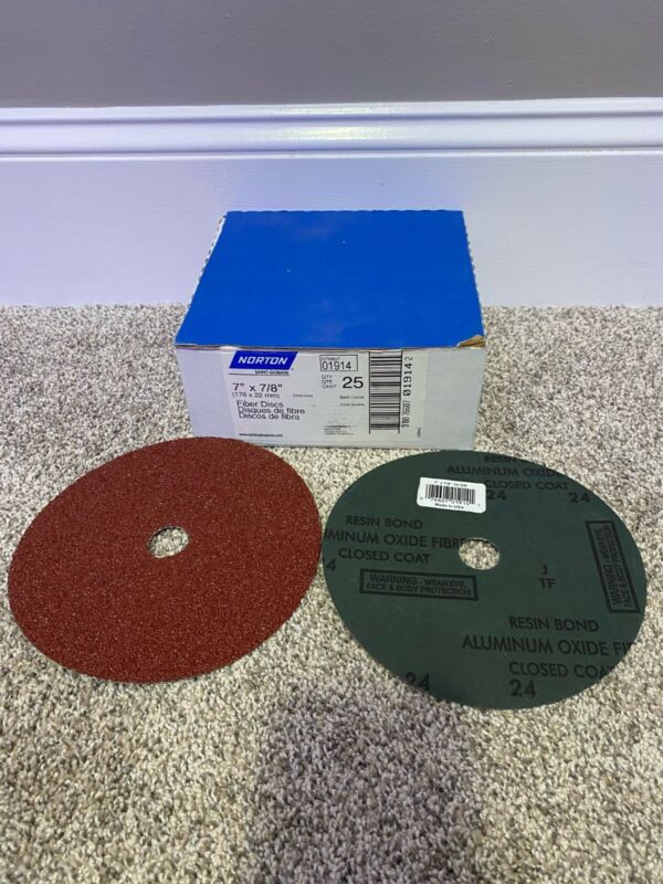 NORTON FIBER DISC 7"X 7/8" 24 GRIT 25 DISC PER BOX FREE SHIPPING