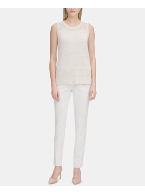 

CALVIN KLEIN Белый женский топ без рукавов с круглым вырезом Размер