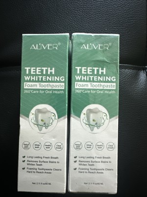 ALIVER TEETH WHITENING FOAM TOOTHPASTE 2.11 OZ - SET OF 2 - EXP 3/25