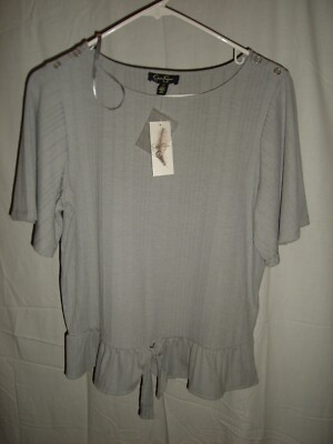 Jessica Simpson Kylie Top Women's Small Size Short Sleeve  Top - Gray Grey *NWT*