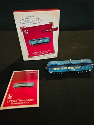 Lionel 2002 Blue Comet Passenger Car Lighted Christmas Hallmark Ornament,NIB-B73