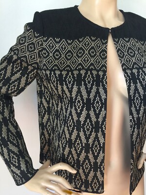 Pre-owned St John Knit Size 10 Black & Gold Jacket In Black Gold