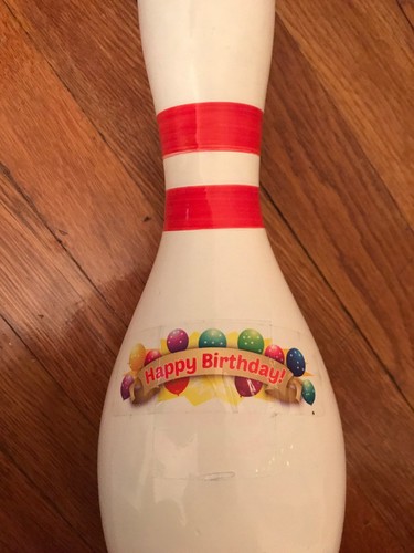 AUTHENTIC HAPPY BIRTHDAY FULL SIZE BOWLING PIN 15'' TALL “Can Customize”
