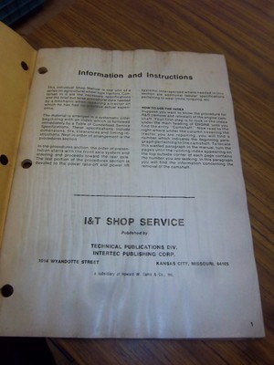 Minneapolis-Moline G~VI~707~705~706~708~900~950~1000~1050 TRACTOR SERVICE Manual