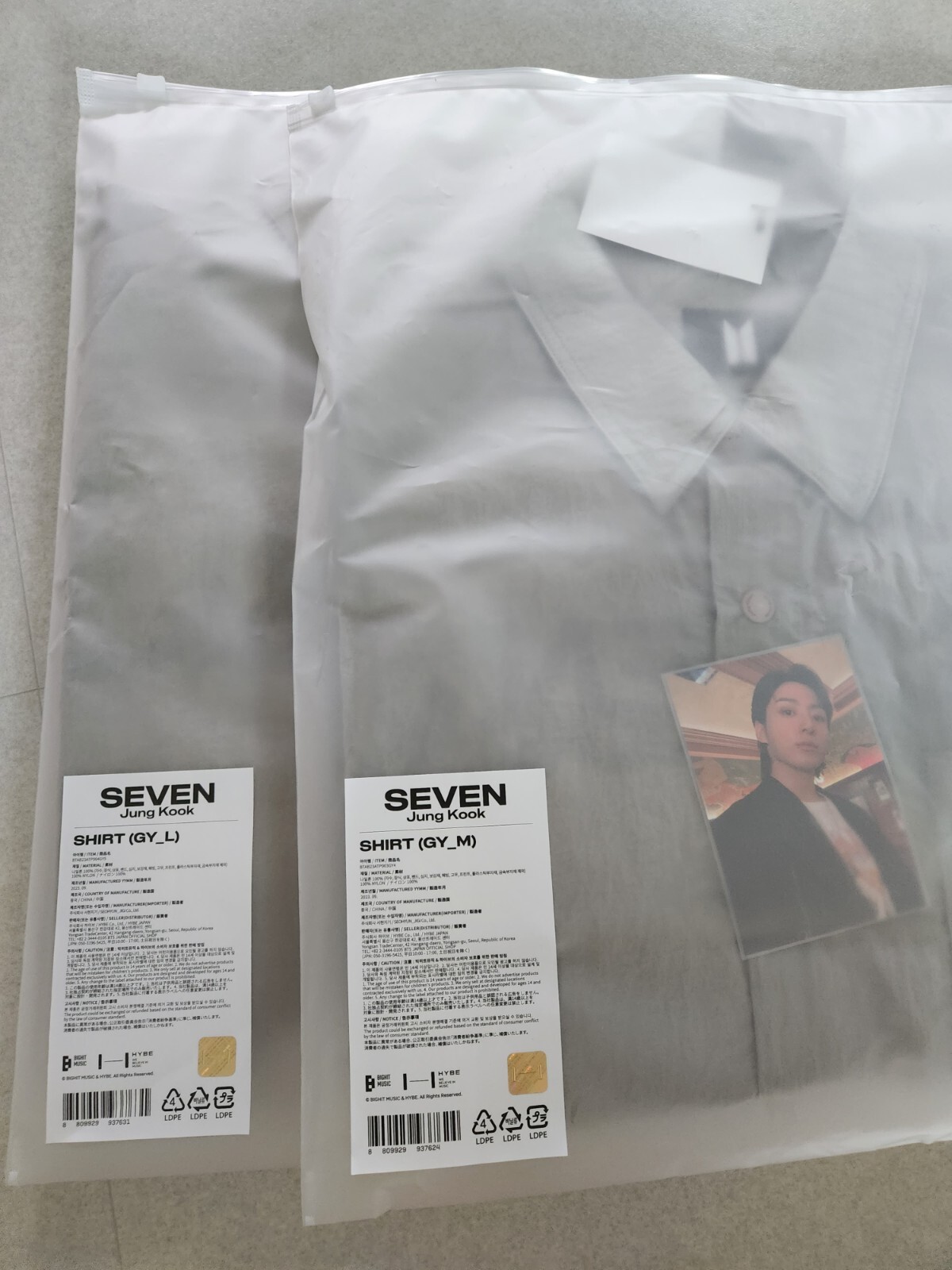 BTS JUNGKOOK グク『SEVEN』シャツ(GY／Lサイズ)【公式商品