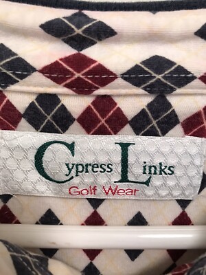 Cypress Links Golf Wear Men Polo White/Navy/Burgundy Navy Collar&Sleeve Band XL