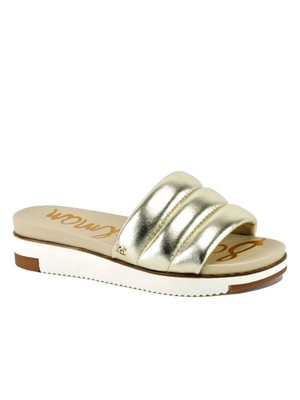 

SAM EDELMAN Женские золотистые шлепанцы на танкетке Annalisa на платформе 1/2 дюйма, 7 м, Золотой, H5665L3700