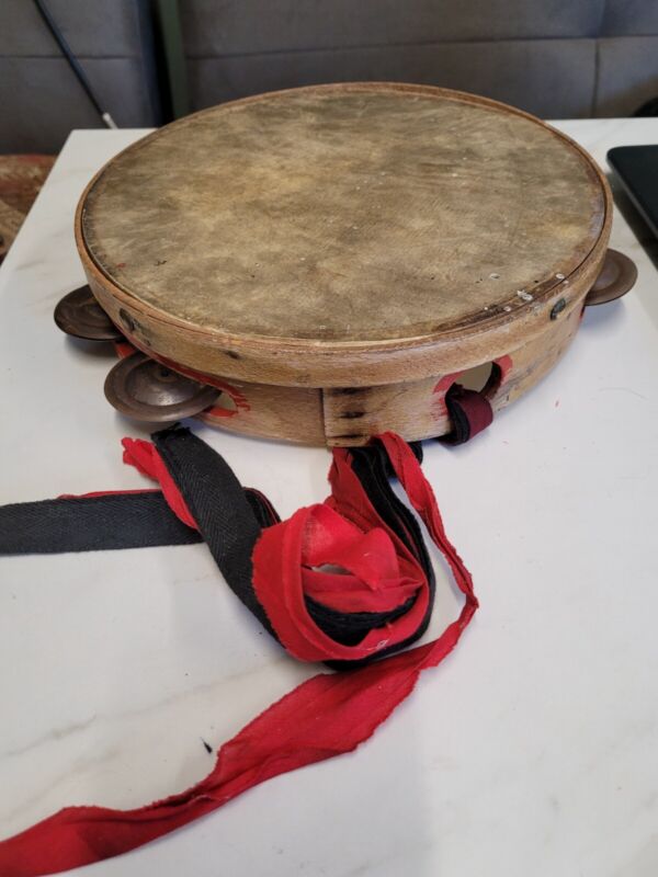 vintage wood tambourine