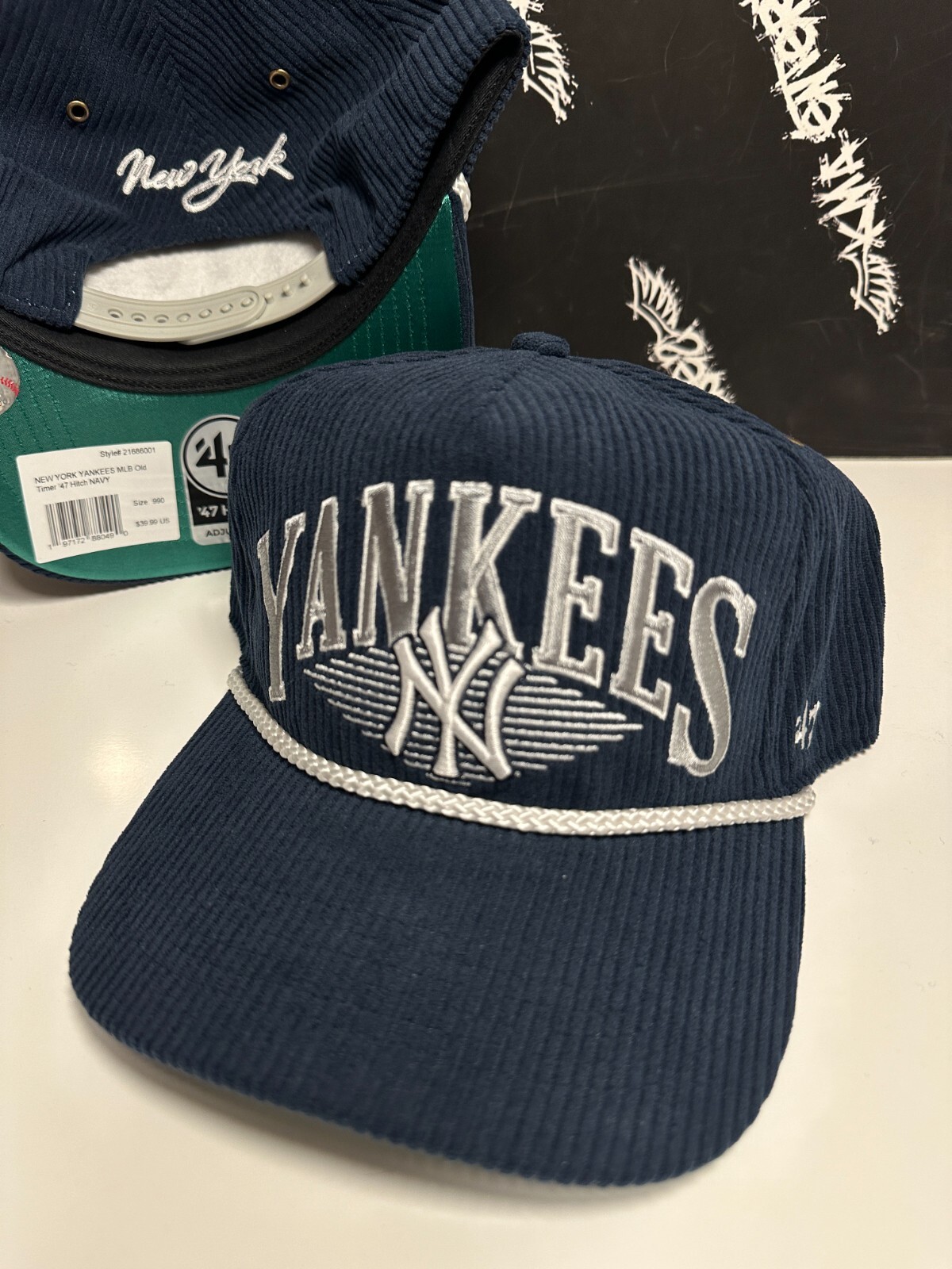 キャップ New Era Nylon Chino Script Snapback Navy New Era Cap Navy Nylon Camper Strapback Hat