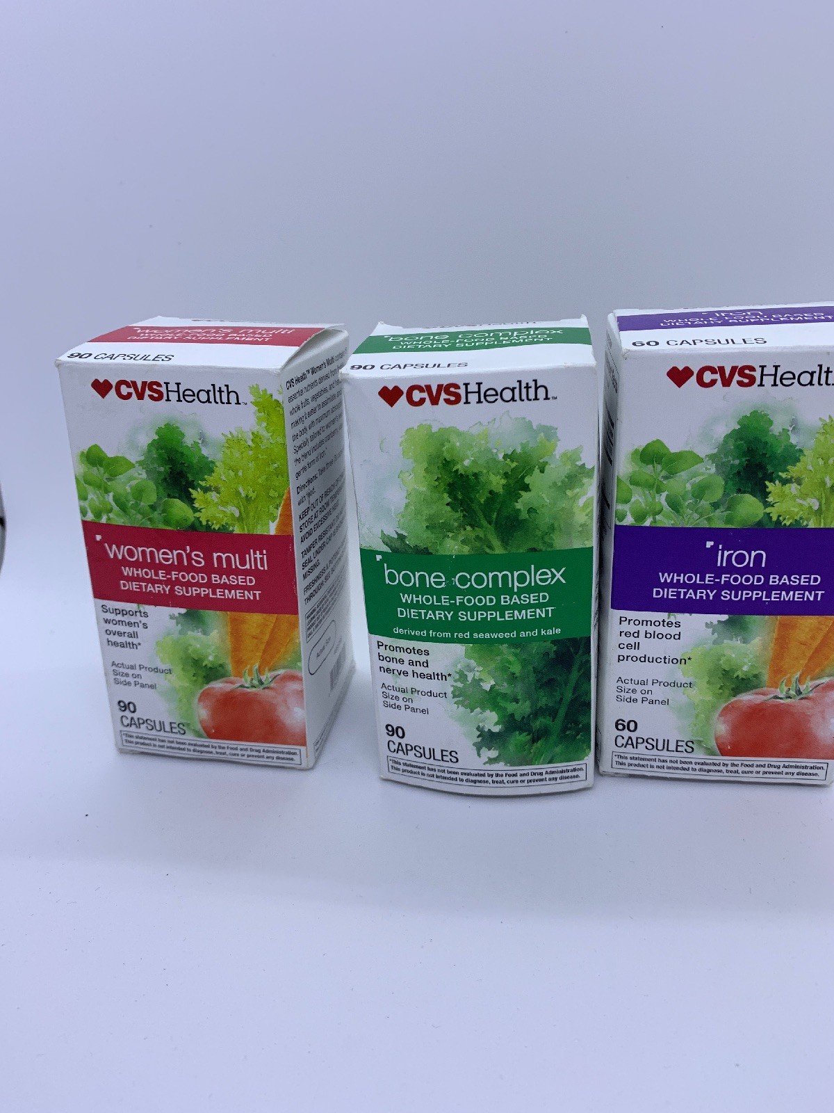 3 Women’s Multi CVS Whole-Food Based Dietary Supplements Iron, Multi, Bone 01/18