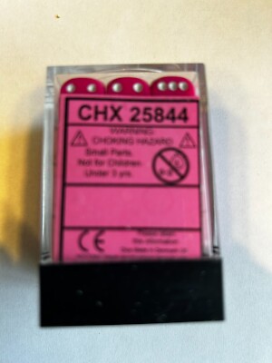 CHESSEX OPAQUE PINK with WHITE 36 die set d6 12mm dice block rpg CHX25844 New