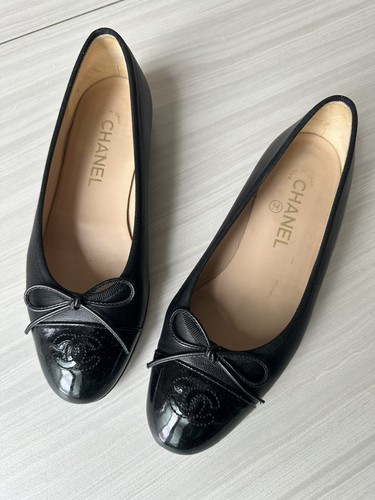 CHANEL バレリーナ　ベージュ・黒 サイズ34.5 美品】シャネル CHANEL *バレエシューズ 34.5/22*フラット