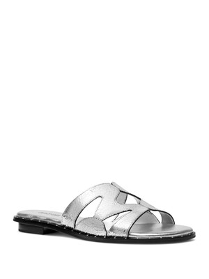 

MICHAEL MICHAEL KORS Женские серебряные кожаные шлепанцы Annalee Slip On, Серебряный, 40S9ANFP1M
