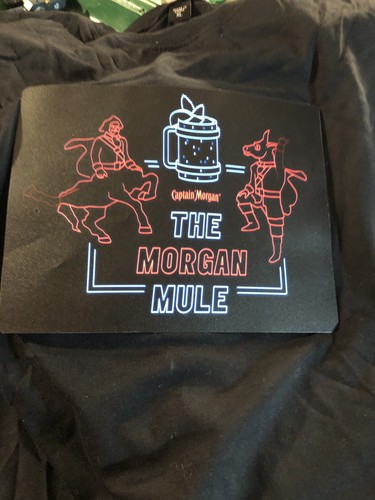 Captain Morgan the Mule Black Tshirt That Lights up On  Off Switch
