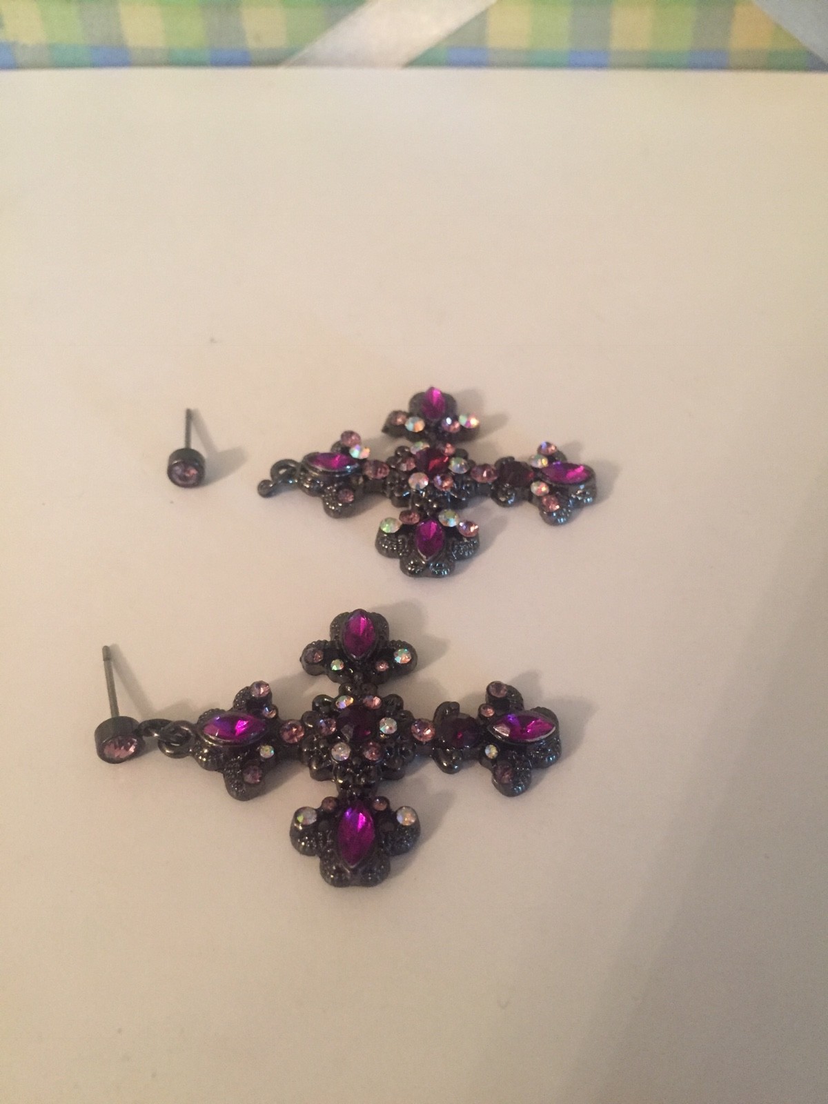 Purple Rhinestone Earrings - Broken