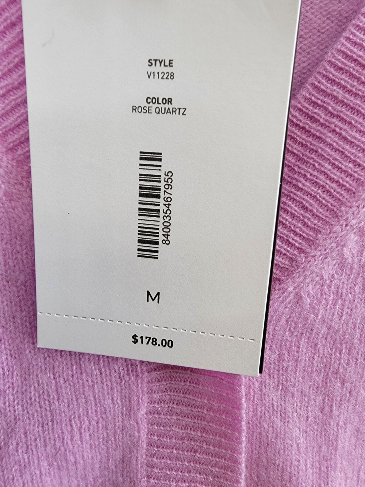 C by Bloomingdale's Cashmere Long Sleeve V-Neck Cardigan Women's M Rose Quartz - Picture 16 of 16