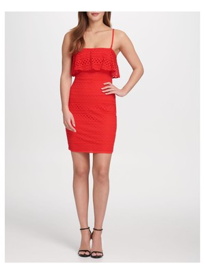 

Женское красное облегающее коктейльное платье GUESS на тонких бретелях Размер, Красный
