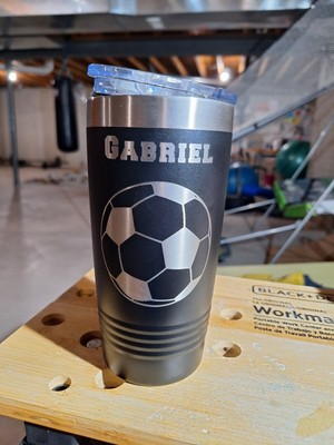 Customized Outdoor 20 Oz Double-Wall Stainless Steel Tumbler Black, Gabriel Socc