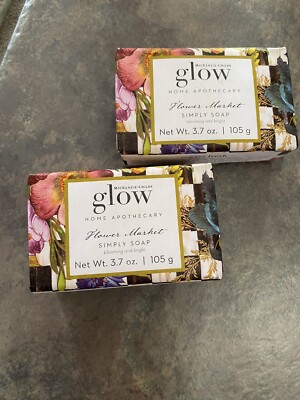 MacKenzie Childs Soap Glow Flower Market Simply Soap 2-3.7oz Bars Linen Closet