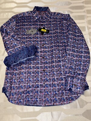 NWT Luchiano Visconti Black Label Men's SMall Woven Shirt $125